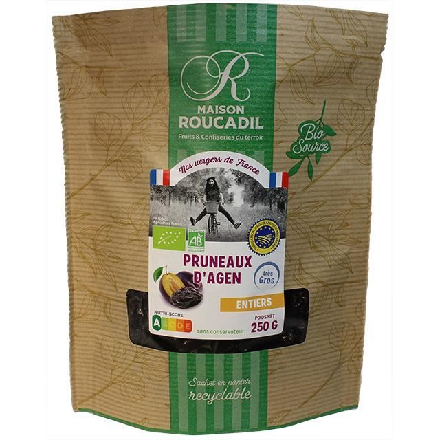 Pruneaux d'Agen calibre 44/55 certifiés label IGP et AB - sans conservateur - sachet 250g