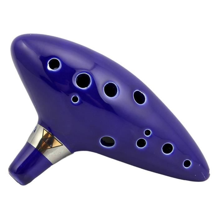 Flute baryton en ceramique ocarina de mode C a 12 trous Blue legende de l'instrument de flute zelda ocarina