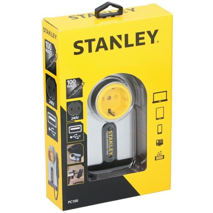 Onduleur de voiture 12V DC 240V AC 100W avec sortie USB Stanley