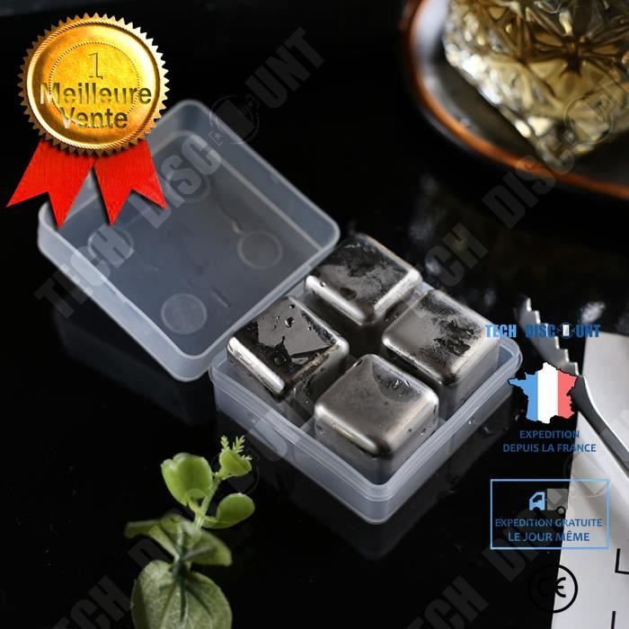TD® 4pièces glacons en acier inoxydable whisky-Haute Technologie de Refroidissement-Glaçons Reutilisable-accessoire alcool et whisky