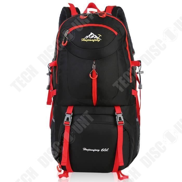 TD® Sac à Dos de Randonnée 60L Sport Plein air Sac à Dos pour escalade Trekking Alpinisme Noir espace complet Multi poches rangement