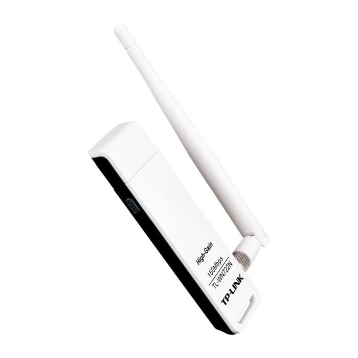 TP-LINK TL-WN722N, Sans fil, USB, WLAN, IEEE 802.11n, 150 Mbit-s, Noir, Blanc