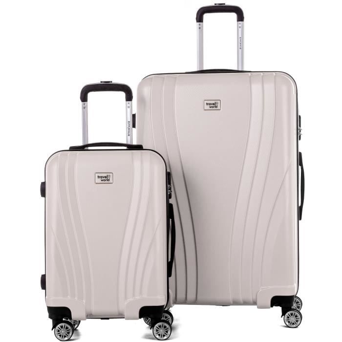 TRAVEL WORLD Ensemble de 2 Valises 50/80cm avec 4 roues Ivoire