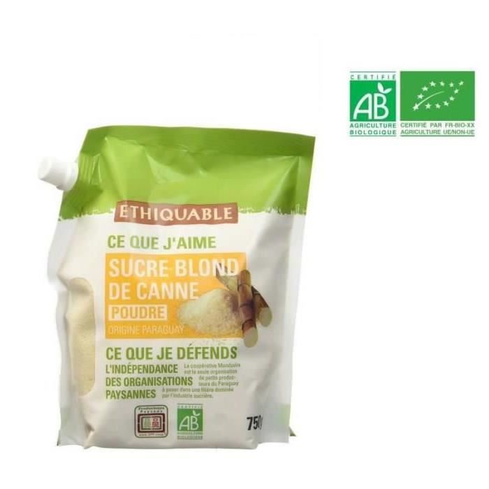 ETHIQUABLE Sucre Blond de Canne en Poudre Bio - 750 g