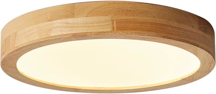 SNOGOLD Plafonnier LED en Bois Plafonnier Rond 20CM Lampes de Plafond Moderne pour Salon Chambre Couloir - 3000K Blanch Chaud