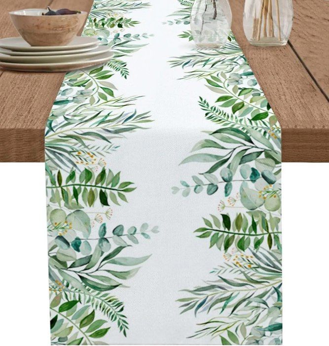 Wracra Chemin De Table En Lin Vert Sauge 275cm De Long Lavable En