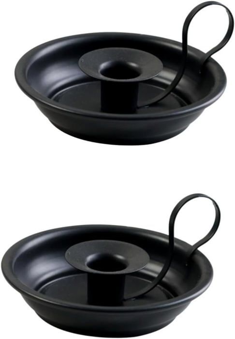 Set De 4 Bougeoirs Métal Noir Pour Couronne De L'Avent - Numérotés 1 à 4 - Diamètre 8 Cm - Avec Pique De Fixation