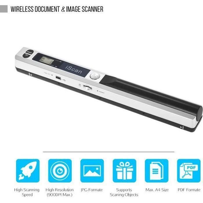 YYV Shunli-Portable Sans fil Document Scanner A4 900DPI JPGPDF Format ...