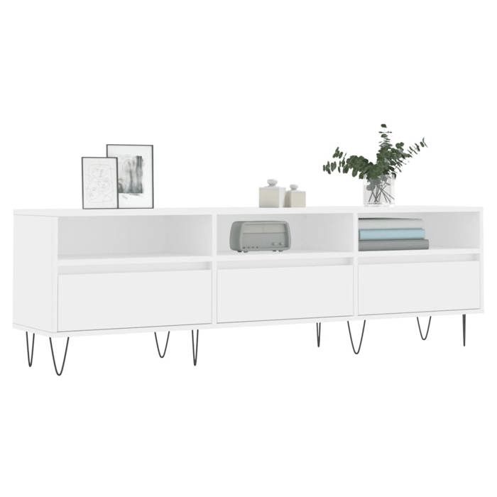 Meuble TV - Banc TV - Table TV - Blanc - 150x30x445 cm - bois dingénierie T432