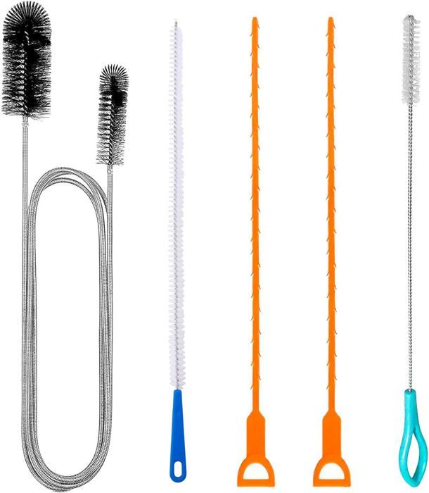 5 Pièces Deboucheur Canalisation Brosse, 155Cm Petit Goupillon Long