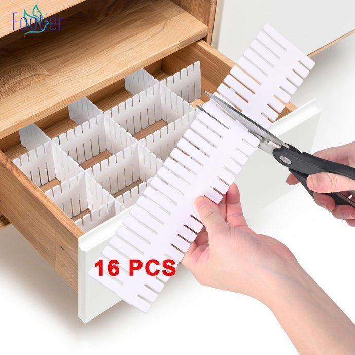 Séparateurs de Tiroirs Réglables 32x7cm 16pcs Organiseur de Tiroir Grille de SéParation pour Sous-VêTements Chaussettes Bureau