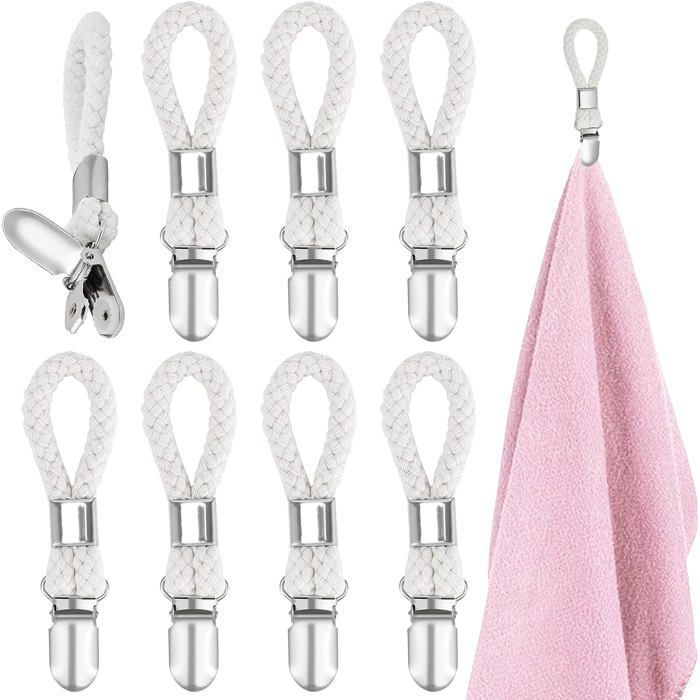 4 Pièces Pince à Serviette, Accroche Torchon, Crochet Torchon Porte Serviette Salle De Bain Clips Porte Torchon Placards Serviettes Suspendues Blanc 87982020