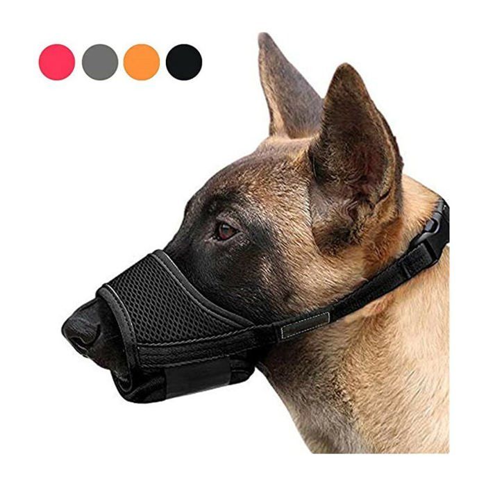 Muselière Souple Réglable pour Chiens Nylon Noir Anti-Aboiement et Anti-Morsure Pour Chiens Moyens et Petits TAPIS DE BAIN