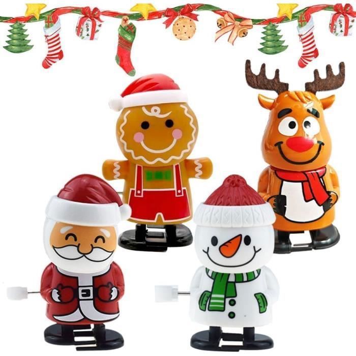 GWAWG – 4 Jouets De Noël à Remonter – Bonhomme De Neige, Père Noël, Renne, Ours – Mouvement Amusant – Dès 3 Ans – Sac De Noël