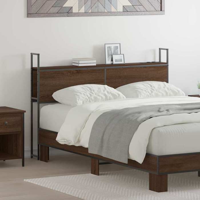 vidaXL Headboard de Rangement avec Station de Charge Chêne marron 859799
