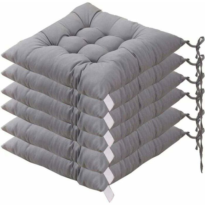Coussin de chaise carré - MICH - 40x40 cm - Lot de 6 - Matelassé - Polyester - Confortable - Coloré - Facile à installer
