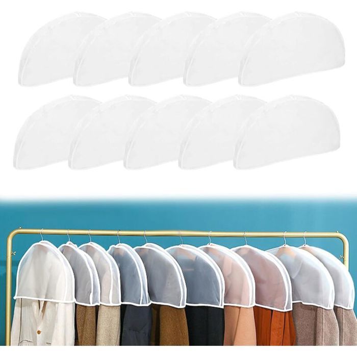 Lot de 10 Pièces Housses de Vêtements Housse Costume Lavable Housse Vetements à Suspendre Transparent Résistant Poussiè