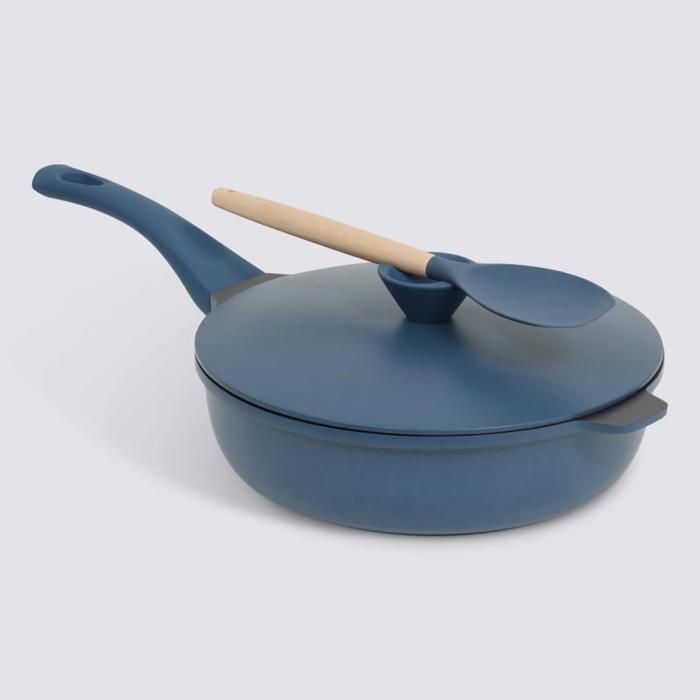 Sauteuse avec panier et ustensile 28 cm fonte daluminium Bleu