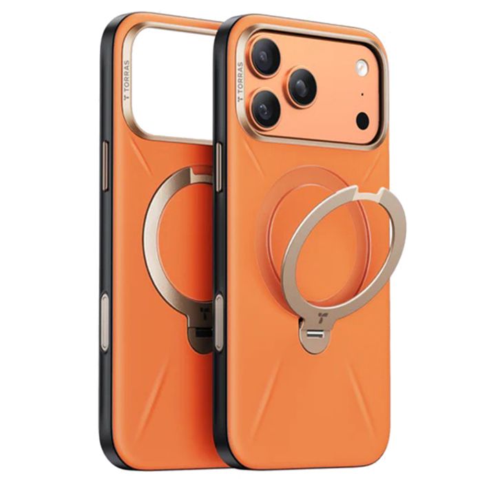 Coque en cuir Torras QPRO Leather Series pour iPhone 17 Pro Max - Orange