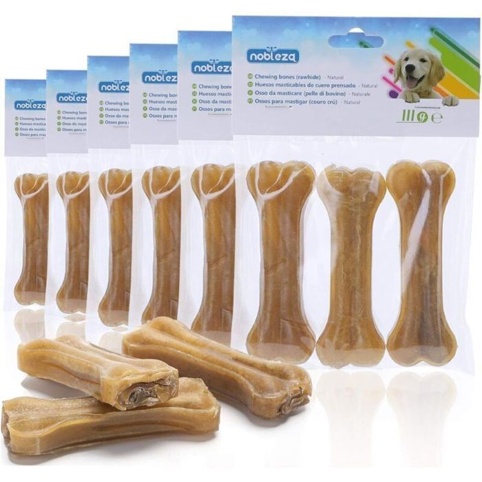 Os à mâcher pour chien - PZCC - 10 cm - 18 pièces - Peau de bœuf 100% naturelle - 82% protéines - Pour petits chiens