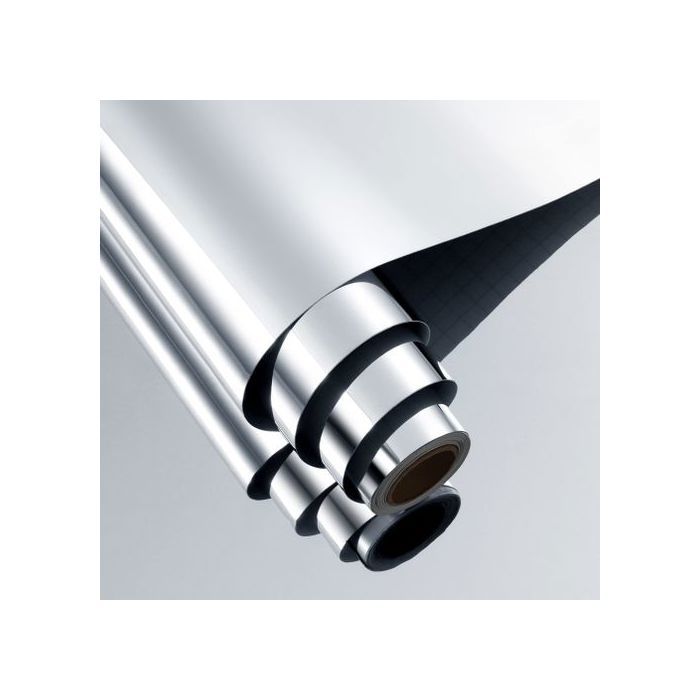 Film miroir autocollant - FUNSTICK - 30 cm x 7 m - Argenté brillant - Incassable PET flexible - Imperméable DIY