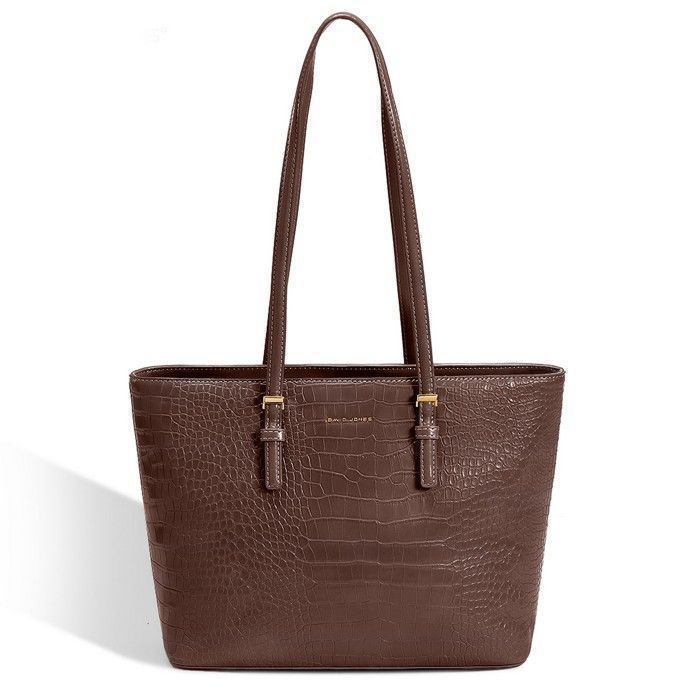 David Jones - Sac à Main Shopping Crocodile Cuir Synthétique Femme - Marron Camel