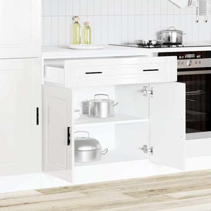 BUFFET de cuisine - Vaisselier/Armoire rangement - Porto blanc brillant bois ingénierie 80x46x81.5 cm L566