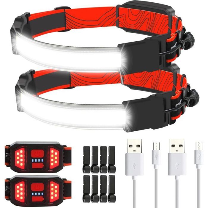 Lampe frontale LED rechargeable - OKZ® - 1000 lumens - Illumination 230° - Rechargeable USB - Clips pour casque