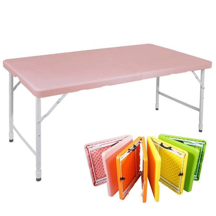 Table pliante de jardin - 125x61 cm - Hauteur réglable 58-74 cm - Plateau HDPE 4 cm - Capacité 135 kg