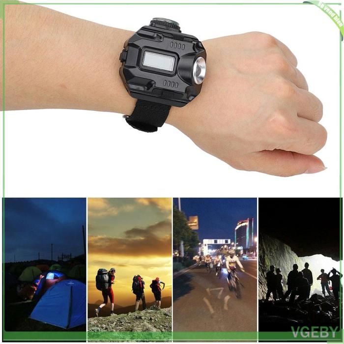 Fafeicy lampe de poignet extérieure Fafeicy Lampe de poignet LED Lampe de poche portative de lumière de sport materiel Noir