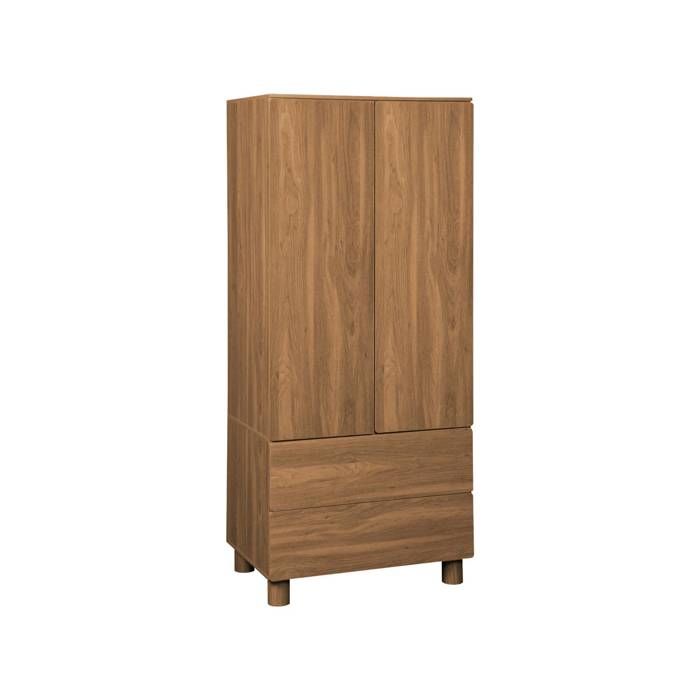 sweeek - Armoire dressing décor bois 2 portes 2 tiroirs et 1 penderie AYANA sweeek - Armoire dressing décor bois 2 portes 2 tiroirs et 1 penderie AYANA