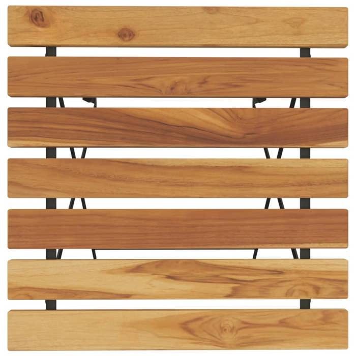 Table de bistro pliante 55x54x71cm Bois de teck solide et acier_2 ans garantie_53083
