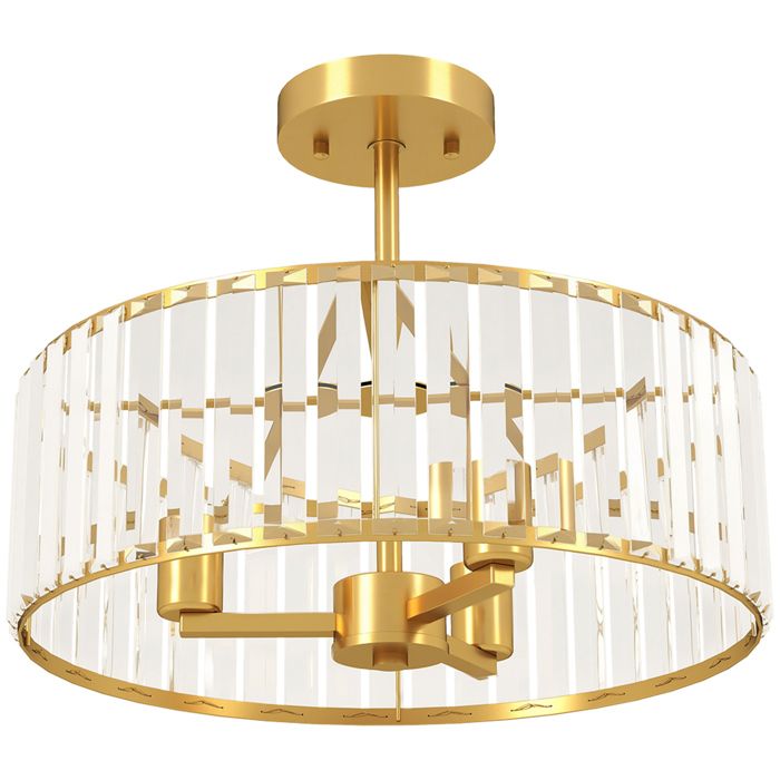 YWJ Lampe de plafond design lustre abat-jour en cristal 3 ampoules métal couleur or
