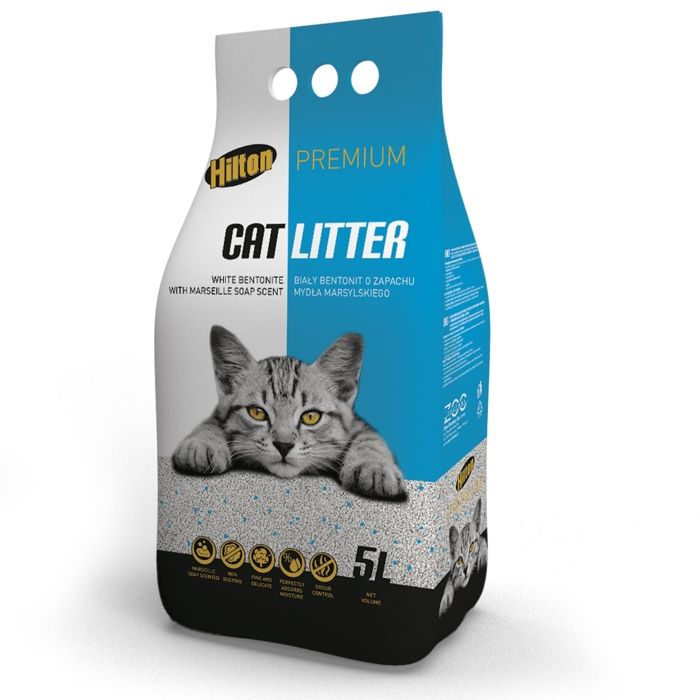 Litière pour chats Hilton White Soap 5l - litière en bentonite blanche parfumée au savon Litière pour chats Hilton White Soap 5l - litière en bentonite blanche parfumée au savon