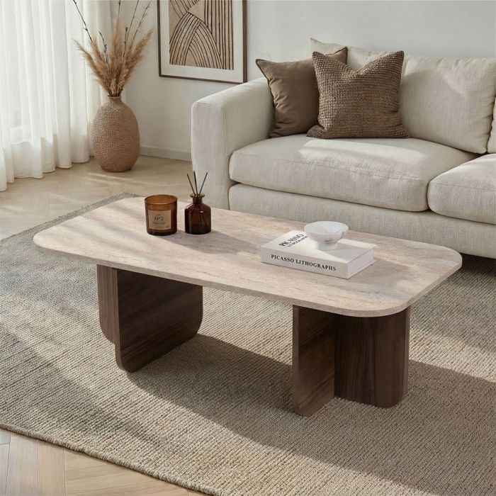 Table de Salon Nomeva Dmora en Bois Noble Brun Noyer 120x60x41h cm Table de Salon Nomeva Dmora en Bois Noble Brun Noyer 120x60x41h cm