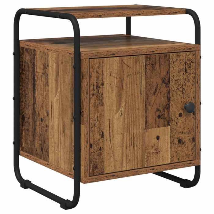 NEW Chevet Moderne - UU - Table de chevet/nuit - avec rangement Bois ancien Bois dingénierie FR_96990