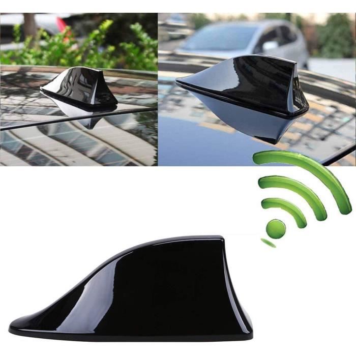 Antenne de voiture universelle en forme d’aileron de requin - Antenne radio FM avec base adhésive étanche (Noir) A2