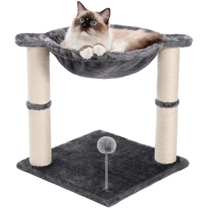 Umi Arbre à Chat Hamac Pompon avec ressort Arbre a chat chaton design Poteaux Griffoir gris 48cm Brand 