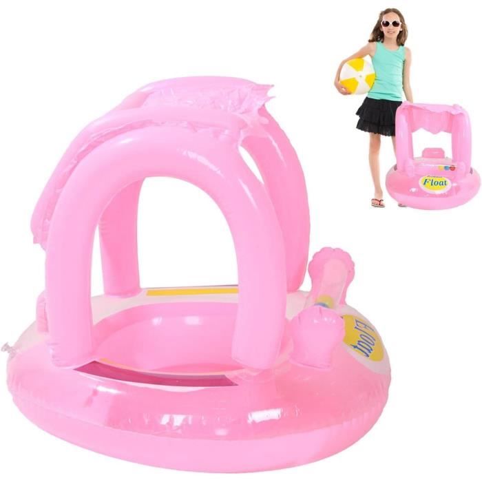 Flotteur Piscine Bébé 3-24 Mois Avec Pare-Soleil Et Siège Sécurité - Bouée Sans Gonflage