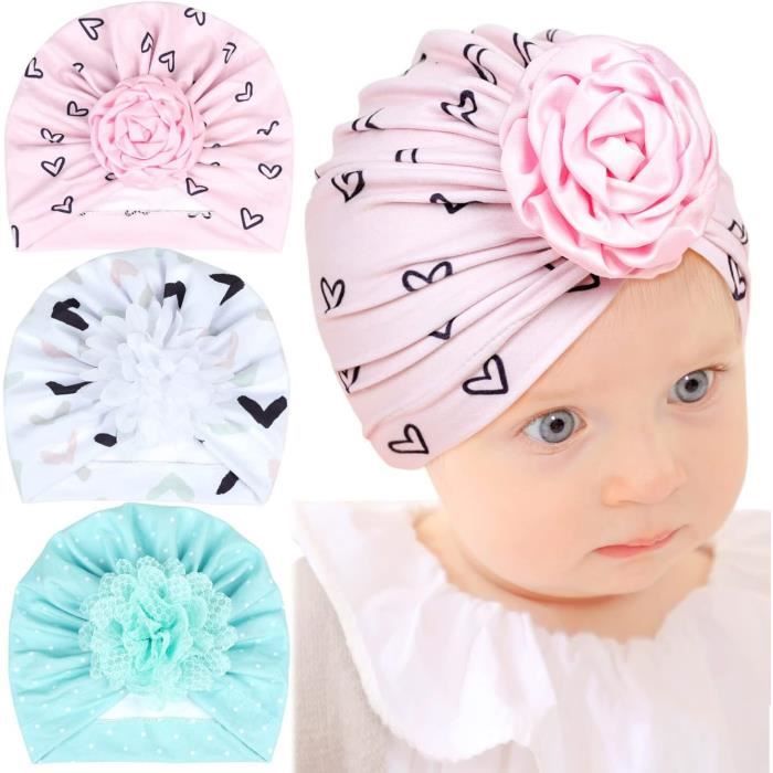 WELROG 3 Pièces Bonnet Naissance Fille - Chapeau de Nœud Papillon pour  Bébés Filles Garçon Elastique Naissance Bébé Turban Bonnets M(1-5 Years)  Pink+White+Blue : : Mode