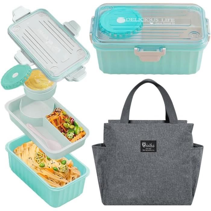 Lot De 3 Boîtes Bento Empilables – Étanches, Sans BPA, Avec Couverts Intégrés – Idéal Meal Prep, Bureau, Sport