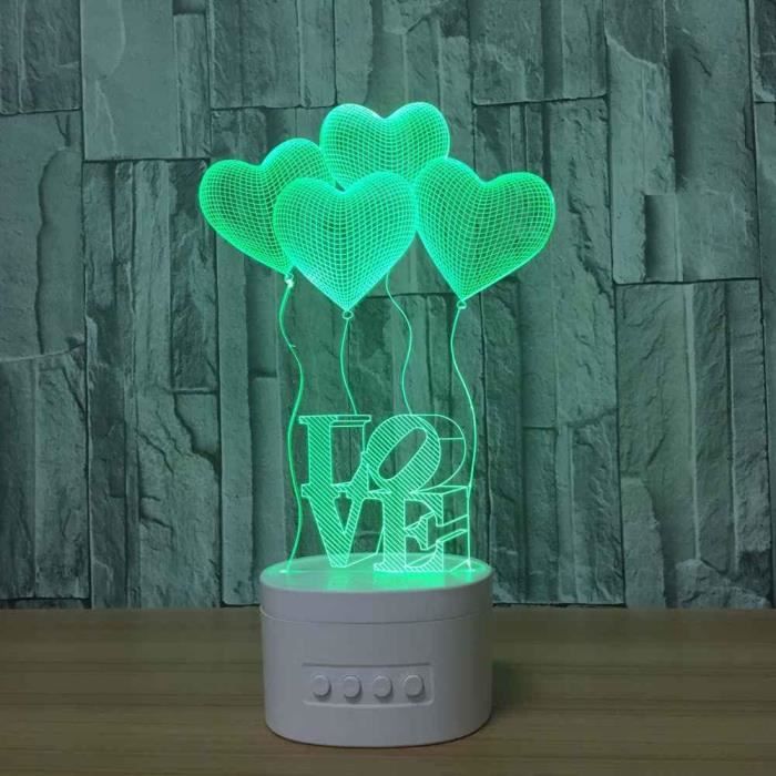 Lampe 3D Illusion D'optique - Coeur I Love You - LED à Poser - JNB-Maker
