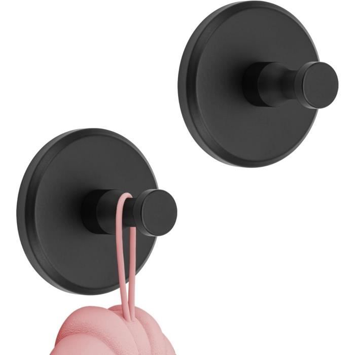 Crochets à ventouse - Lot de 2 - Extra solides - Inox - Noir