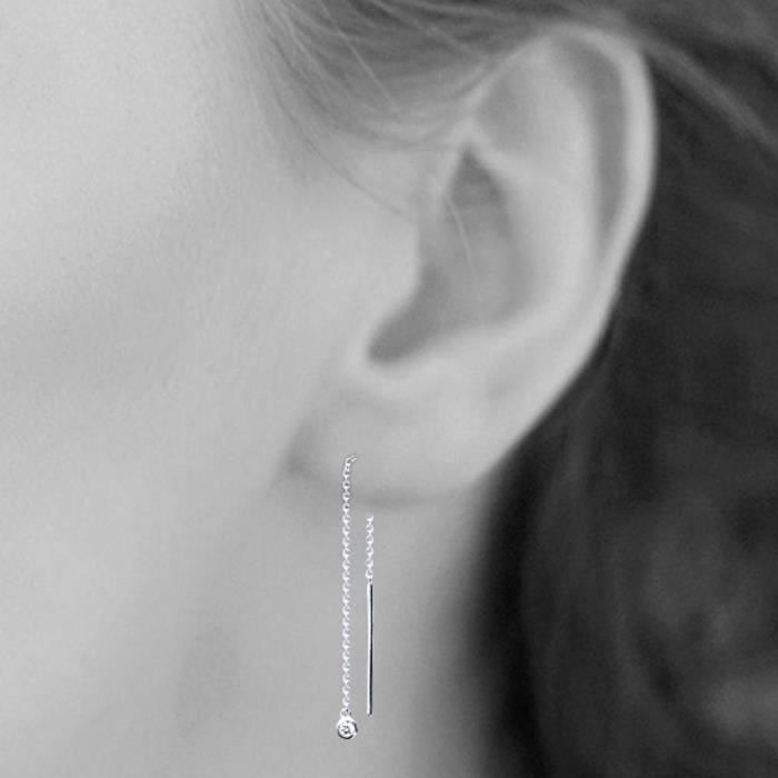 Boucles d'Oreilles Femme Argent Pendantes 28 Oxydes de Zirconium 70400022