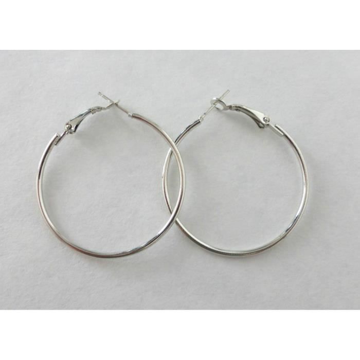 Bijou fantaisie Diamètre 4 cm boucles d/'oreille créoles argentées