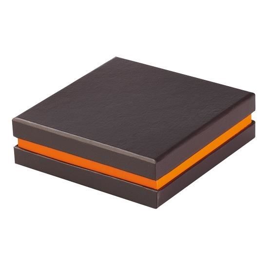 Petite Boite Carree En Carton Marron Et Orange A Garnir De