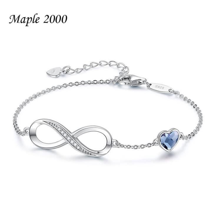 Bracelet Femme Argent Cadeau Anniversaire Serti De 12 Types