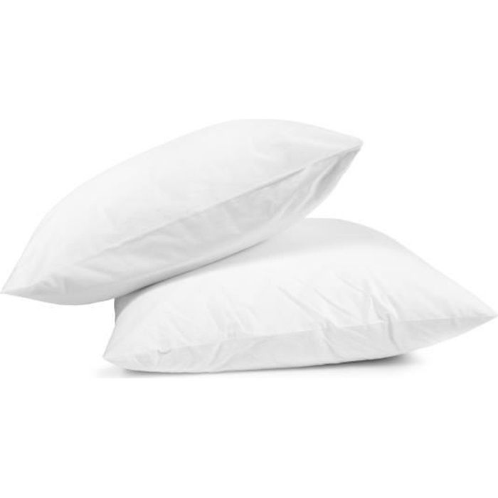 Oreillers - MORTREUX - Lot de 2 - 65 x 65 cm - Anti Acariens - Fermeté 750g/m²