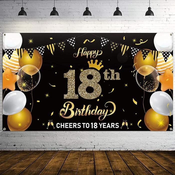 Arrière-plan De Joyeux Anniversaire 18 Ans, Banderole Décorative De Fête,  Ballon Rouge Et Noir, Arrière-plan De Photographie Pour Fille Et Garçon,  Personnalisé - Milieux - AliExpress