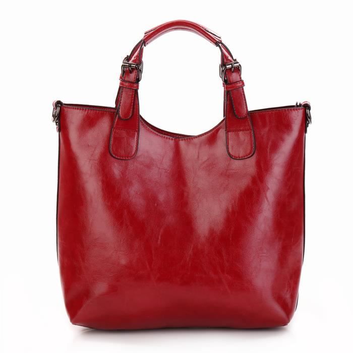 Sac cabas rouge Cuir synth tique Femme Achat Vente Sac cabas